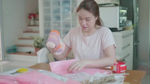 Creative Crafting Session at Home Stock Footage 319415244