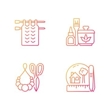 Creative crafts gradient linear vector icons set 스톡 일러스트