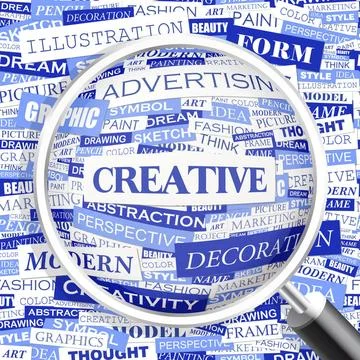 CREATIVE CREATIVE. Word cloud illustration. Tag cloud concept collage. Cop... 写真素材