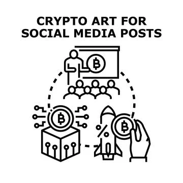 Creative crypto art concept for social media Stock Illustration