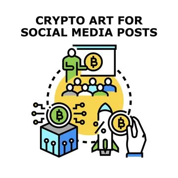 Creative crypto art concept for social media Stock Illustration