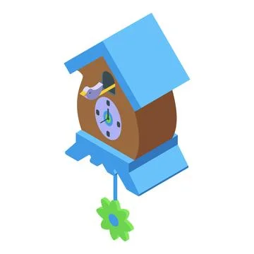 Creative Cuckoo Clock icon isometric vector. Bird pendulum Stock Illustration