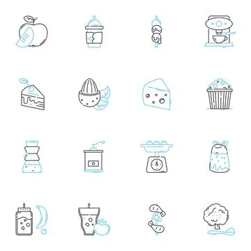 Creative Cuisine linear icons set. Artistic, Inventive, Fusion, Gourmet Stock Illustration