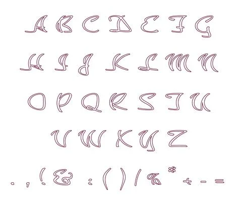 Creative cursive line style alphabet set Illustrazione stock