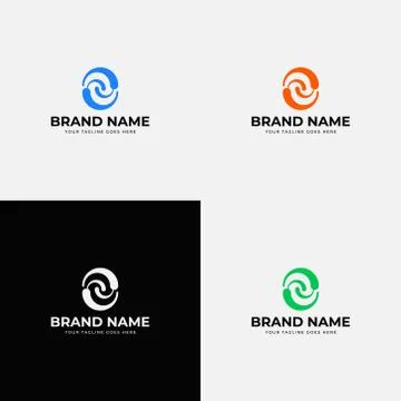 Creative curvy circle modern line art style Initial letter o logo design vect Stock Illustration