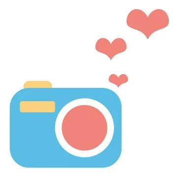 Creative cute camera icon. Colorful concept graphic logo. Stock Illustration