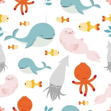 Creative Cute Wild Animals vector pattern Stock Illustration