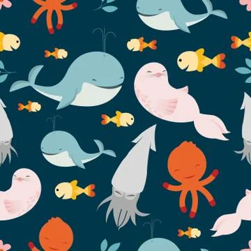 Creative Cute Wild Animals vector pattern Stock Illustration