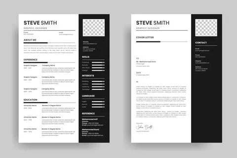 Creative CV resume template design and minimalist letterhead or cover lette.. Stock Illustration