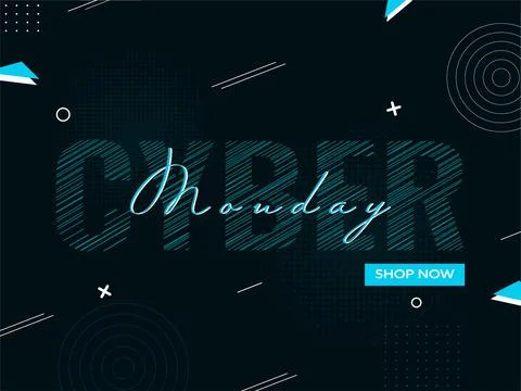 Creative Cyber Monday Text on Dark Teal Background for Advertising. Stock Illustration