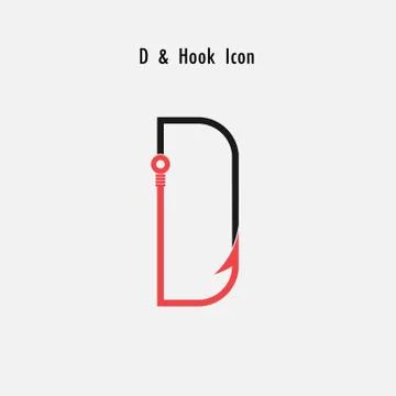 Creative D- Letter icon abstract and hook icon design vector template.Fishing Stock-Illustration