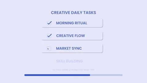 Creative daily task list interface displaying completed tasks animation Vidéo 334767844