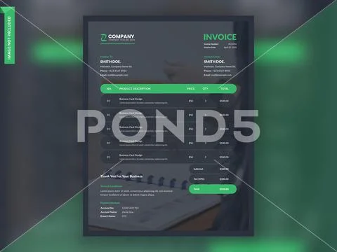 Creative dark business invoice template PSDテンプレート