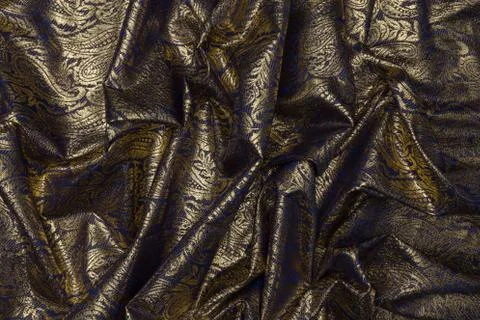 Creative dark fabric with floral patterns and textile texture background Stock Photos