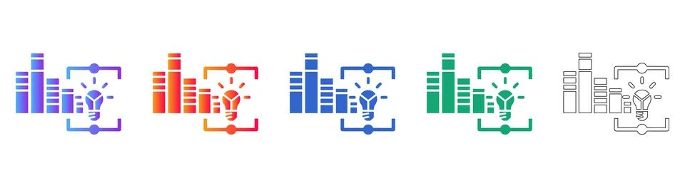 Creative Data Insight Lightbulb Icons イラスト素材