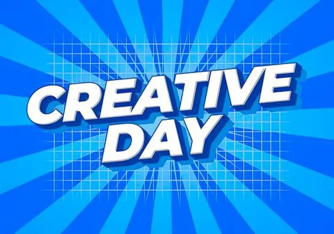 Creative day text with vibrant blue background and rays Stock Illustration