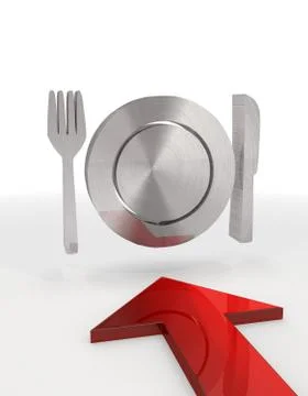Creative decorative restaurant icon with red arrow Stock Illustration