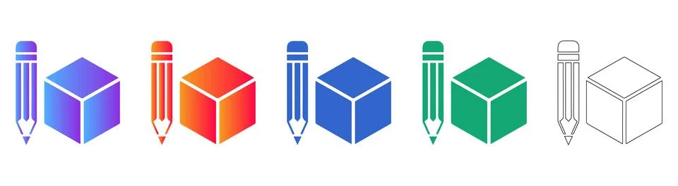 Creative Design and 3D Modeling Icon Set Stock Illustration