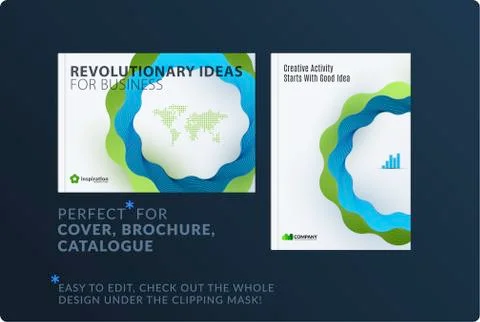 Creative design of brochure set, abstract annual report, horizontal cover Stock Illustration