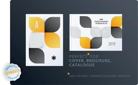 Creative design of brochure set, abstract annual report, horizontal cover layout Stock Illustration