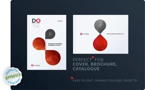 Creative design of brochure set, abstract annual report, horizontal cover layout Stock Illustration
