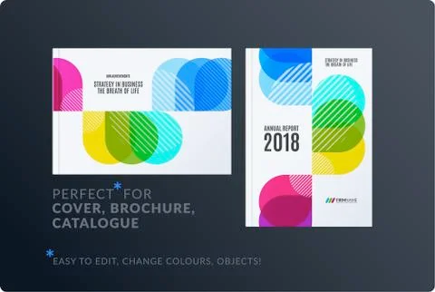 Creative design of brochure set, abstract annual report, horizontal cover layout Illustrazione stock