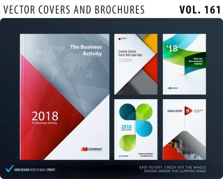 Creative design of brochure set, abstract annual report, horizontal cover Stock Illustration