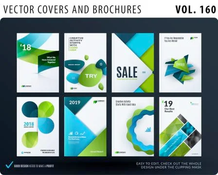 Creative design of brochure set, abstract annual report, horizontal cover Stock Illustration