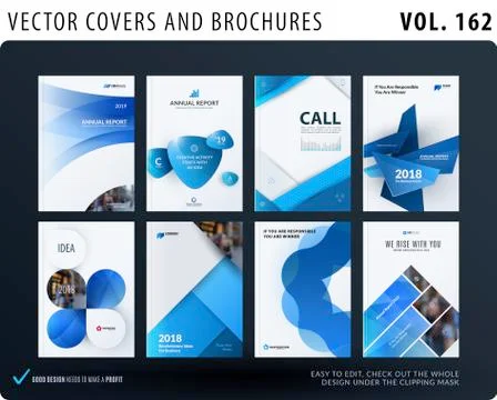 Creative design of brochure set, abstract annual report, horizontal cover Stock Illustration