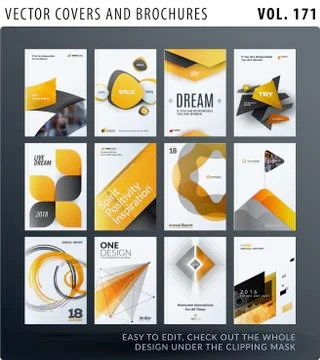 Creative design of brochure set, abstract annual report, horizontal cover Stock Illustration