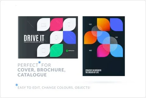 Creative design of business brochure set, abstract horizontal cover Stock Illustration