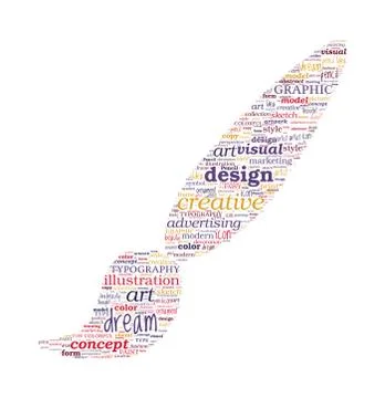 Creative Design Concept Brush Shape Typographic Word Cloud Illustrazione stock