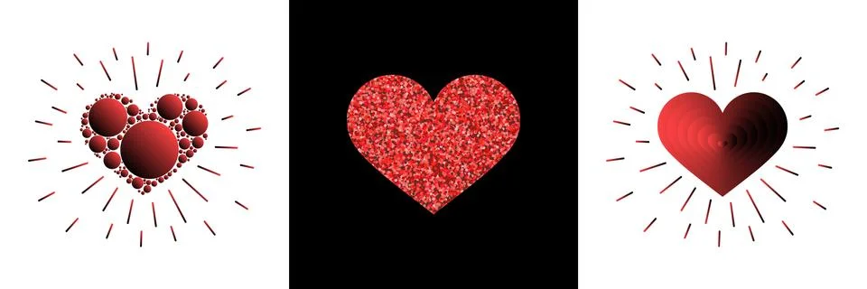 Creative design concept in the form of red heart and rays for Valentine s day 스톡 일러스트