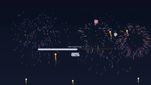 Creative design element showcasing fireworks as loading progress indicator .. Stock Footage 322026787