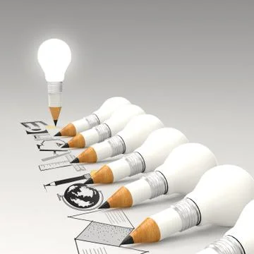 Creative design hand drawn education  word and light bulb 3d as concept Ilustración de archivo