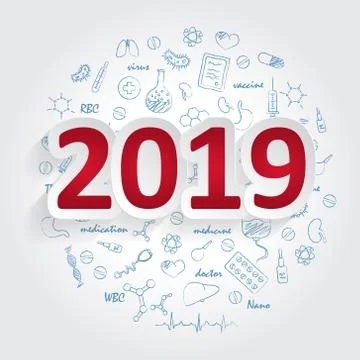 Creative design ideas concept, 2019 calendar cover, typographic vector Stock Illustration