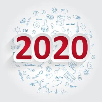 Creative design ideas concept, 2020 calendar cover, typographic vector Stock Illustration