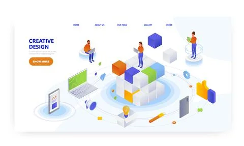 Creative design, landing page, website banner vector template. Web design Illustration