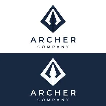 Creative design logo template archer silhouette.Vintage hipster arrowheads,.. Stock Illustration