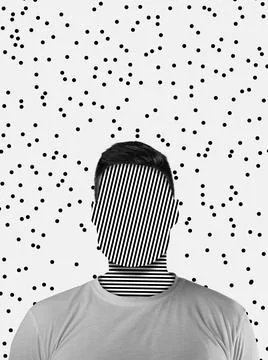 Creative design of man with blank face space, faceless isolated over white Stock Photos