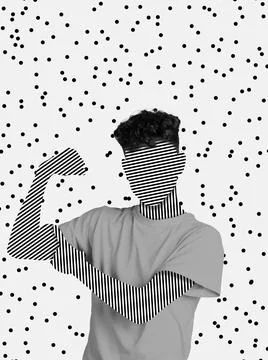 Creative design of man with blank face space, faceless isolated over white Stock Photos