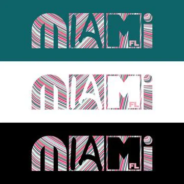 Creative design Miami typography. Vector graphic print. CMYK colors Stock Illustration