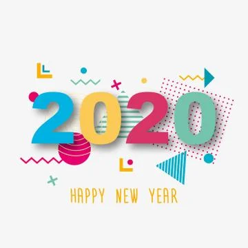 Creative design of a New Year card of 2020 on a modern background. Bright poster Stock Illustration