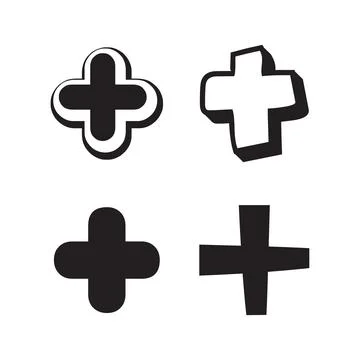 Creative design Plus sketch icon set Stock Illustration