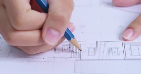 Creative design process architectural drafting techniques a studio workspace Stock Footage 313934538
