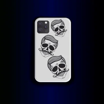 Creative design skull print for smartphone case Stock Illustration