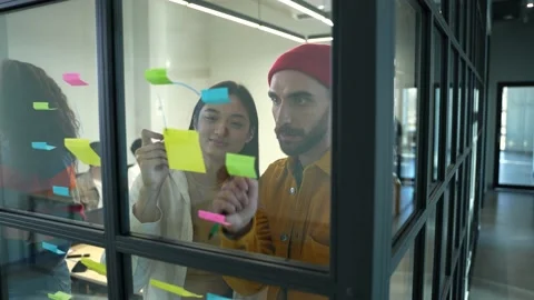 Creative design team shot through glass partition Stock Footage 152344793