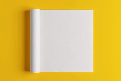 Creative Design Template Concept. Blank Rolled White Paper Sheet. 3d Renderin Illustrazione stock