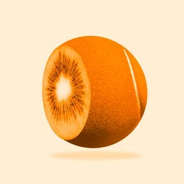 Creative design with tennis ball in image of kiwi fruit over beige background Ilustração Stock