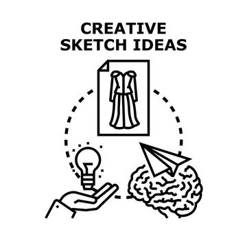 Creative design thinking process generating new fashion apparel ideas Stockillustratie